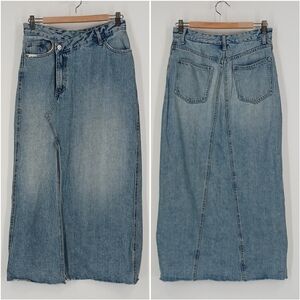 Zara Asymmetrical Denim Midi Skirt